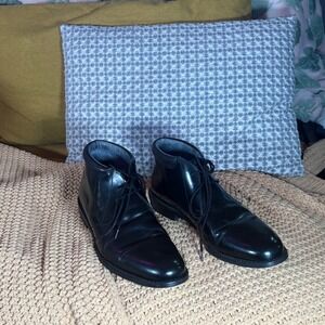 Mens Black Leather Chukka Boots Lace Up Ankle Boots Dress Shoes Size 9